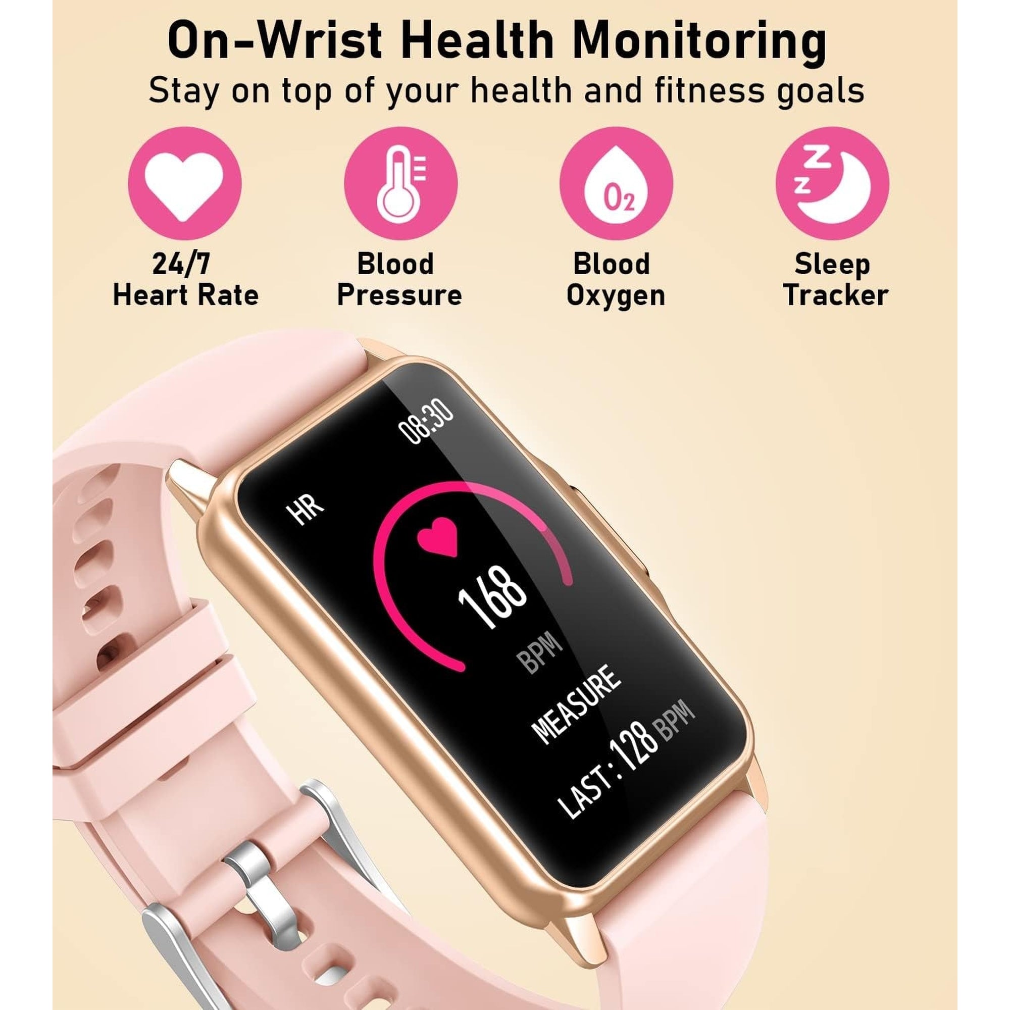 Smart Watch Health Fitness Tracker with 24/7 Heart Rate, Blood Oxygen Blood Pressure Sleep Monitor, 115 Sports Modes, Step Calorie Counter Pedometer IP68 Waterproof for Android and Iphone Women Men