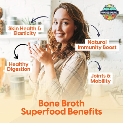 100% Grass-Fed Organic Beef Bone Broth Protein Powder, Active Probiotics, Collagen Peptide Rich, 15G Protein, Non-Gmo, Low Sodium, Healthy Skin, Gut Health, Paleo Keto, No Gluten