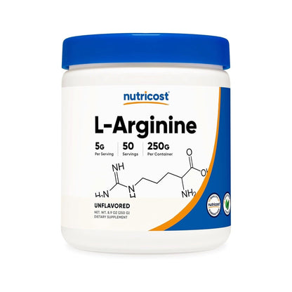 Nutricost L-Arginine (250 Grams) - Pure L-Arginine Powder - 5000Mg per Serving; 50 Servings