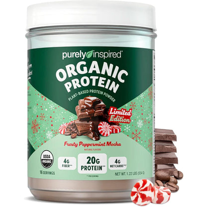 Purely Inspired Plant-Based Protein Powder for Men & Women, Rich Decadent Chocolate (16 Servings) - Vegan & Organic - 20G of Pea Protein Powder for Smoothies & Shakes - Dairy-Free, & Gluten-Free