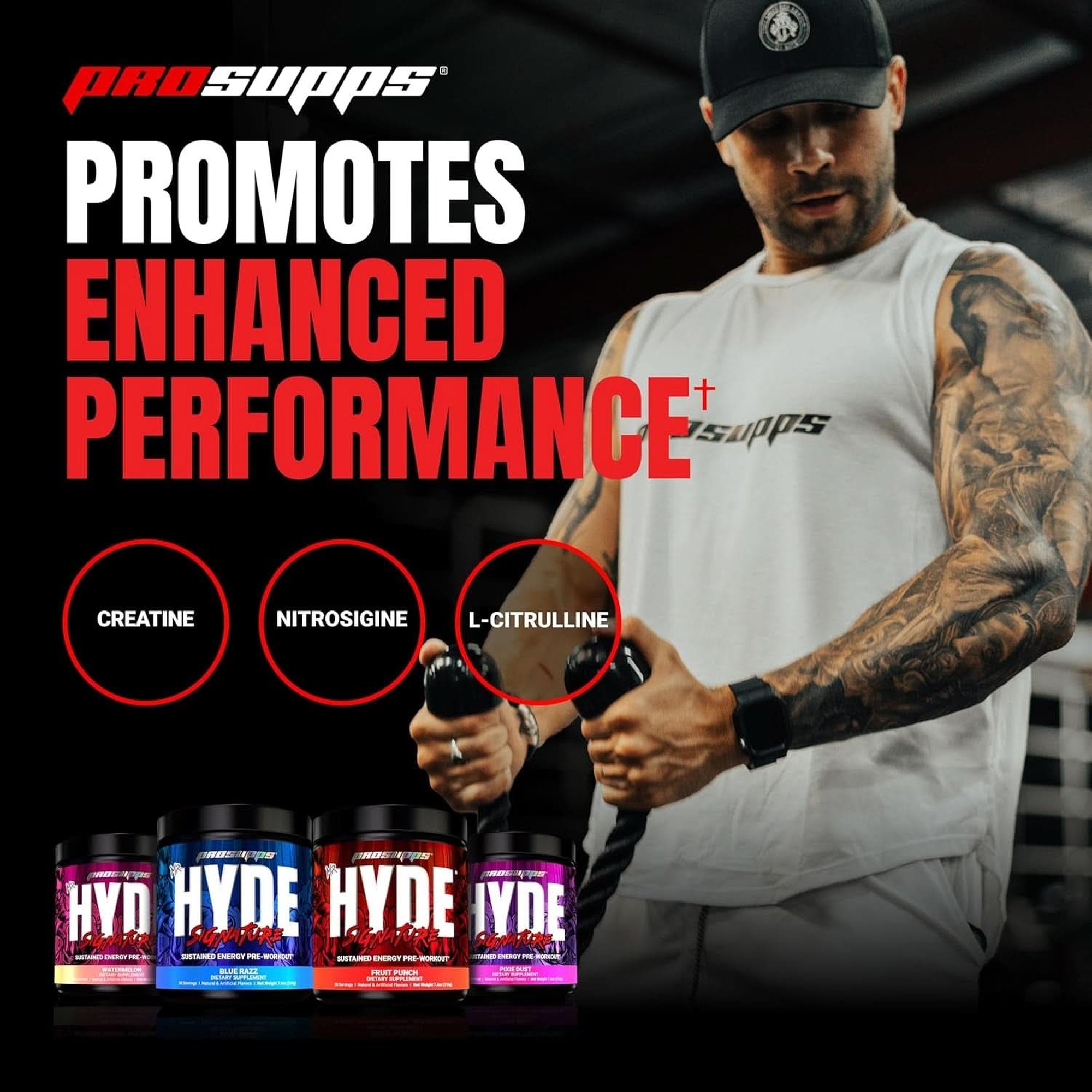 PROSUPPS Mr. Hyde Signature Pre Workout with Creatine, Beta Alanine, Teacrine and Caffeine for Sustained Energy, Focus Pumps - Pre-Workout Energy Drink Men Women (Blue Razz, 30 Servings)