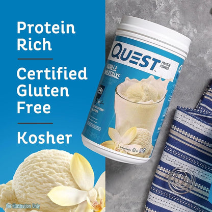 Quest Nutrition Vanilla Milkshake Protein Powder, 24G of Protein, 1G of Sugar, Low Carb, Gluten Free, 1.6 Pound, 23 Servings