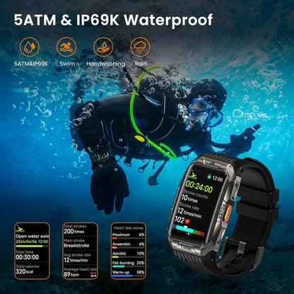 KOSPET Tank X2 Ultra GPS Smart Watch, 3D Curved Glass, Stainless Steel Unibody, 6 Satellite Positioning, Compass, 50M Waterproof, Answer/Make Call, 1.64" AMOLED Screen