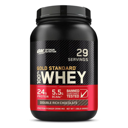 Optimum Nutrition Gold Standard 100% Whey Protein Powder, Double Rich Chocolate, 2 Pound (Packaging May Vary)