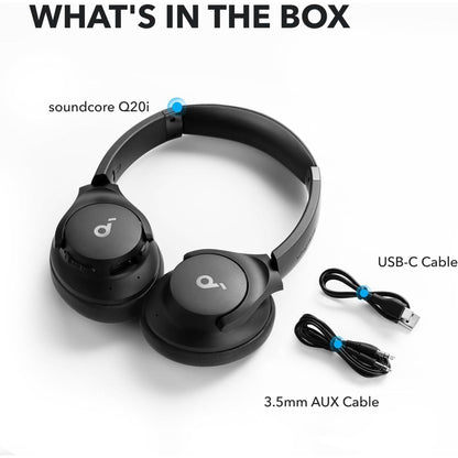 Soundcore by Anker Q20I Hybrid Active Noise Cancelling Headphones, Wireless Over-Ear Bluetooth, 40H Long ANC Playtime, Hi-Res Audio, Big Bass, Customize via an App, Transparency Mode