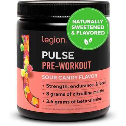 LEGION Pulse Pre Workout Supplement - All Natural Nitric Oxide Preworkout Drink to Boost Energy, Creatine Free, Naturally Sweetened, Beta Alanine, Citrulline, Alpha GPC (Fruit Punch)