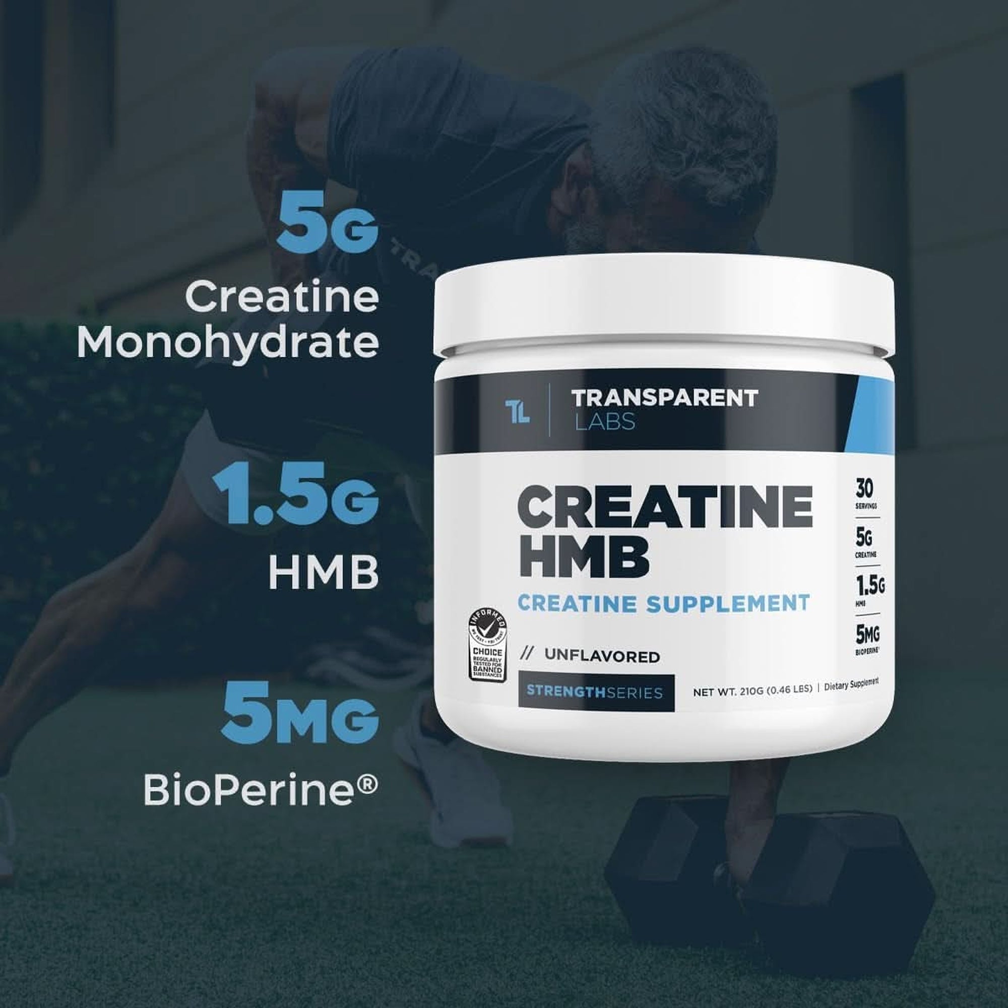 Transparent Labs Creatine HMB - Creatine Monohydrate Powder with HMB for Muscle Growth, Increased Strength, Enhanced Energy Output, and Improved Athletic Performance - 30 Servings, Strawberry Lemonade