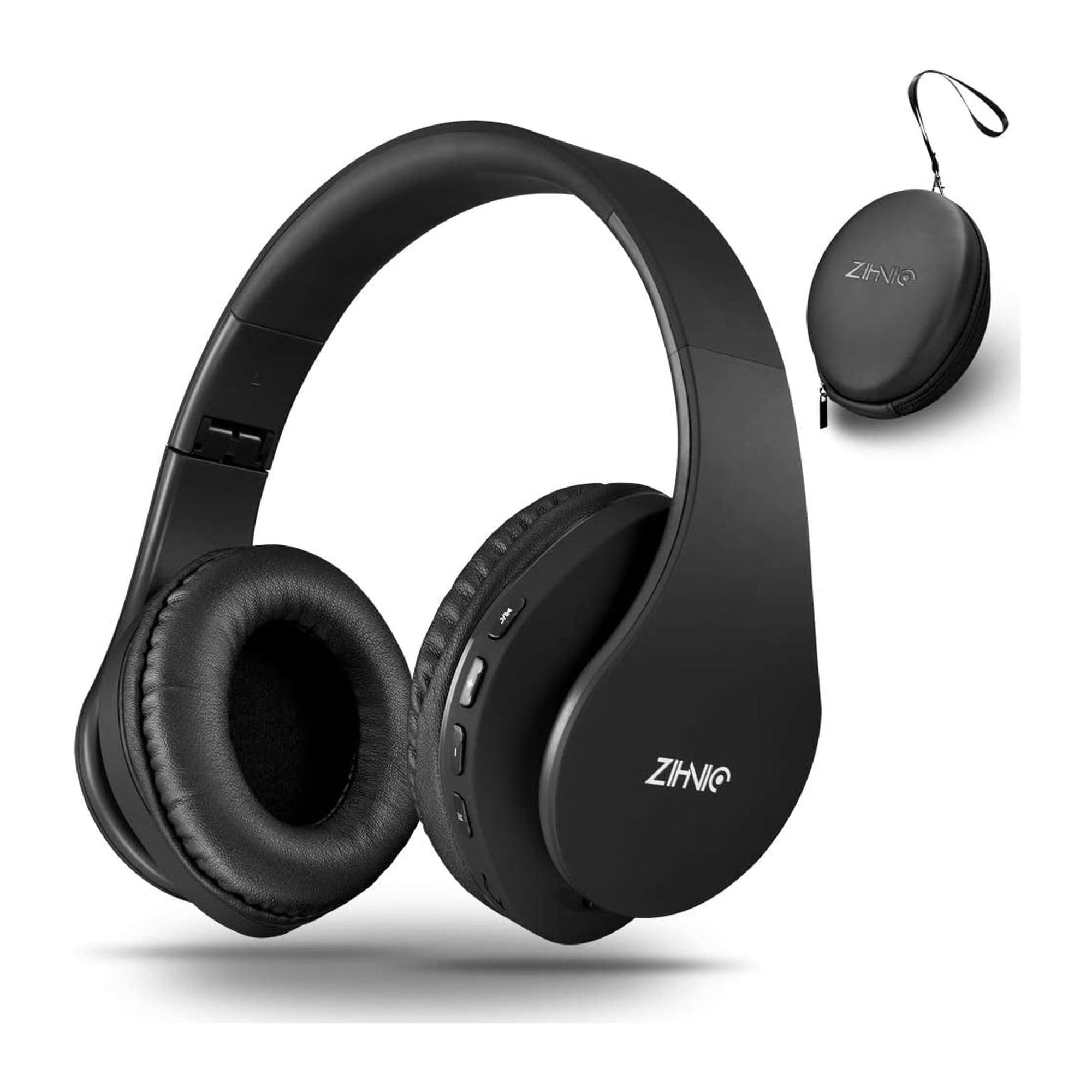 ZIHNIC Bluetooth Headphones Over-Ear, Foldable Wireless and Wired Stereo Headset Micro SD/TF, FM for Cell Phone,Pc,Soft Earmuffs &Light Weight for Prolonged Wearing Black