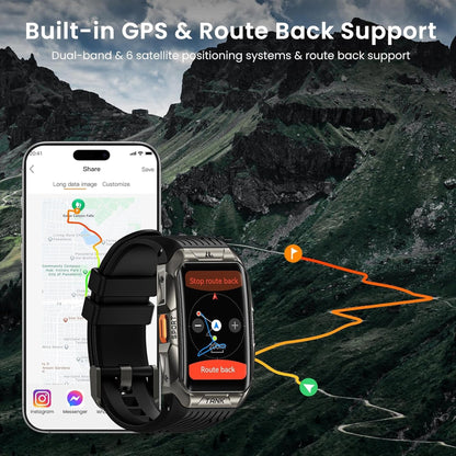 KOSPET Tank X2 Ultra GPS Smart Watch, 3D Curved Glass, Stainless Steel Unibody, 6 Satellite Positioning, Compass, 50M Waterproof, Answer/Make Call, 1.64" AMOLED Screen