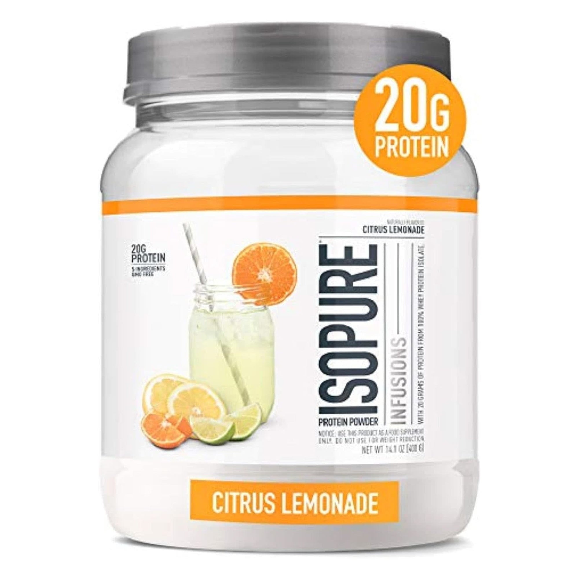 Isopure Protein Powder, Clear Whey Isolate Protein, Post Workout Recovery Drink Mix, Gluten Free with Zero Added Sugar, Infusions- Citrus Lemonade, 16 Servings, 0.88 Pounds