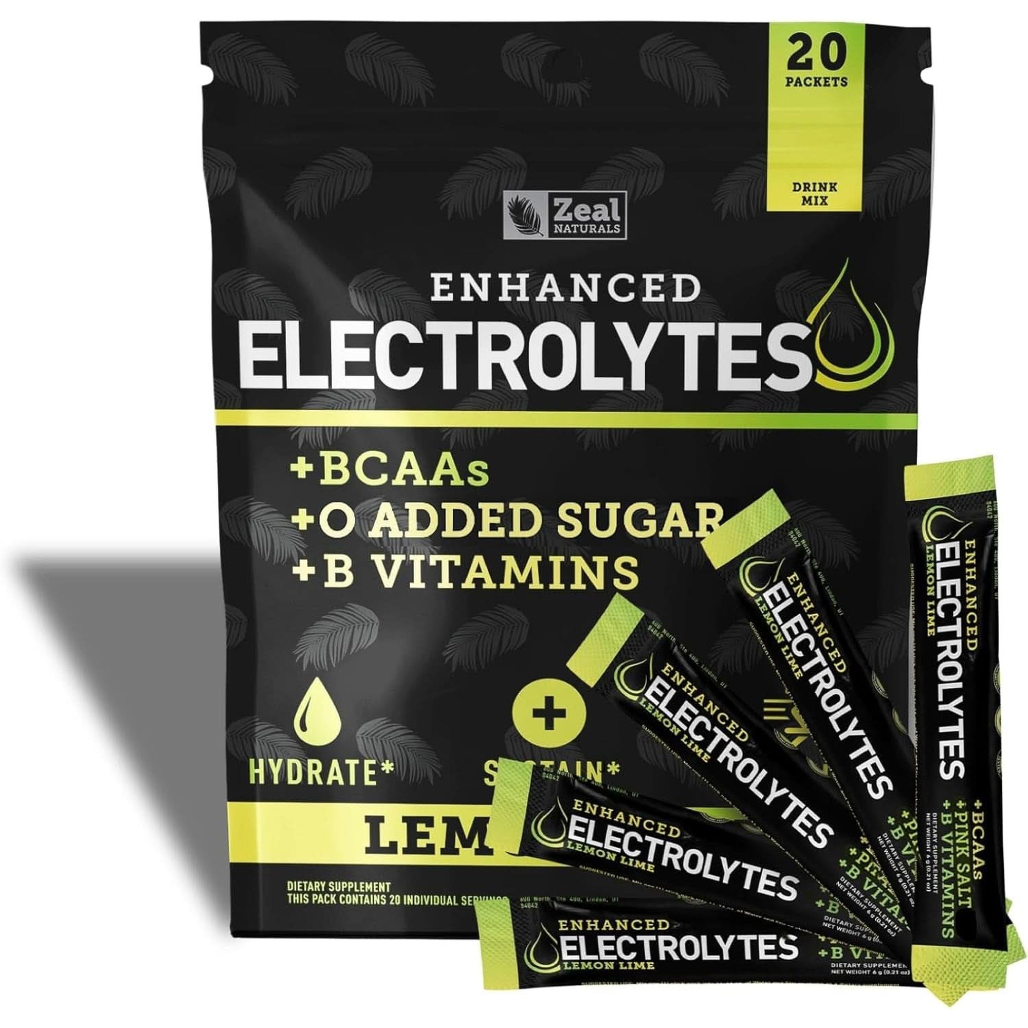 Enhanced Electrolyte Powder Cherry Limeade | 90Ct. + BCAA, B-Vitamins & Real Salt® - Hydration Powder W Potassium, Sodium, Zinc, Magnesium for Hydration