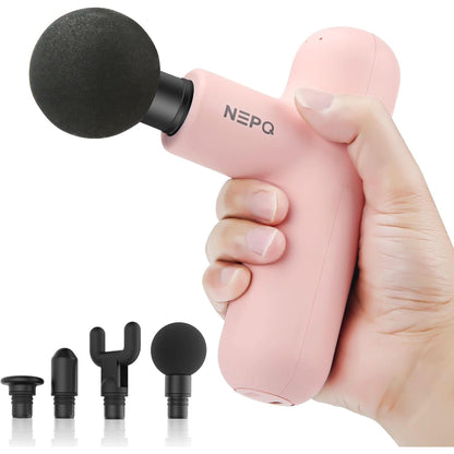 Mini Massage Gun, Powerful Fascial Gun Portable Deep Tissue Percussion Muscle Back Head Massager for Pain Relief with 4 Massage Heads High-Intensity Vibration Rechargeable Small Massage Gun