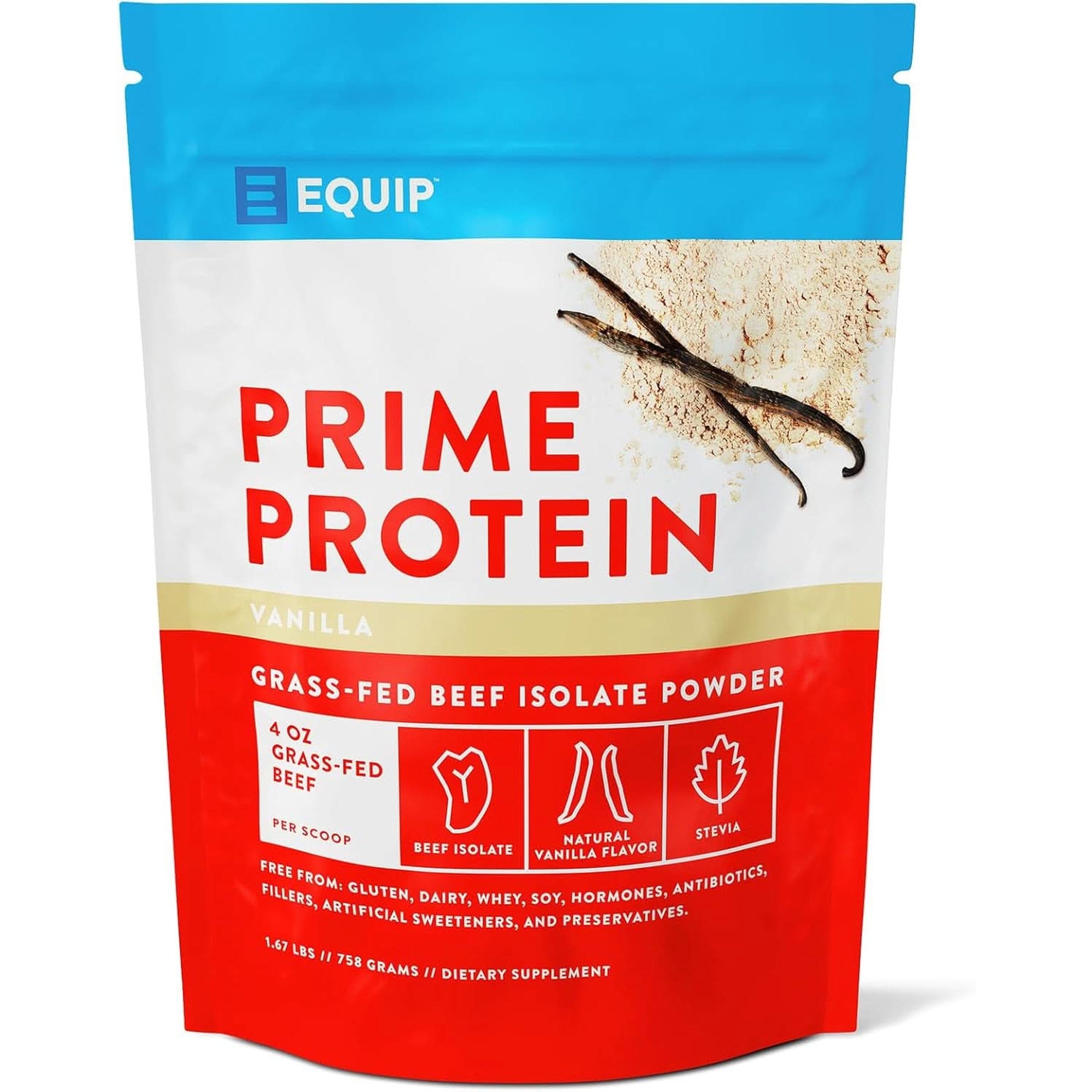 Equip Foods Prime Protein Powder | Clean, Grass Fed Beef Protein Isolate | Carnivore Protein Powder | Paleo, Keto Friendly | Gluten, Dairy Free | Helps Build & Repair Tissue | 30 Servings, Chocolate