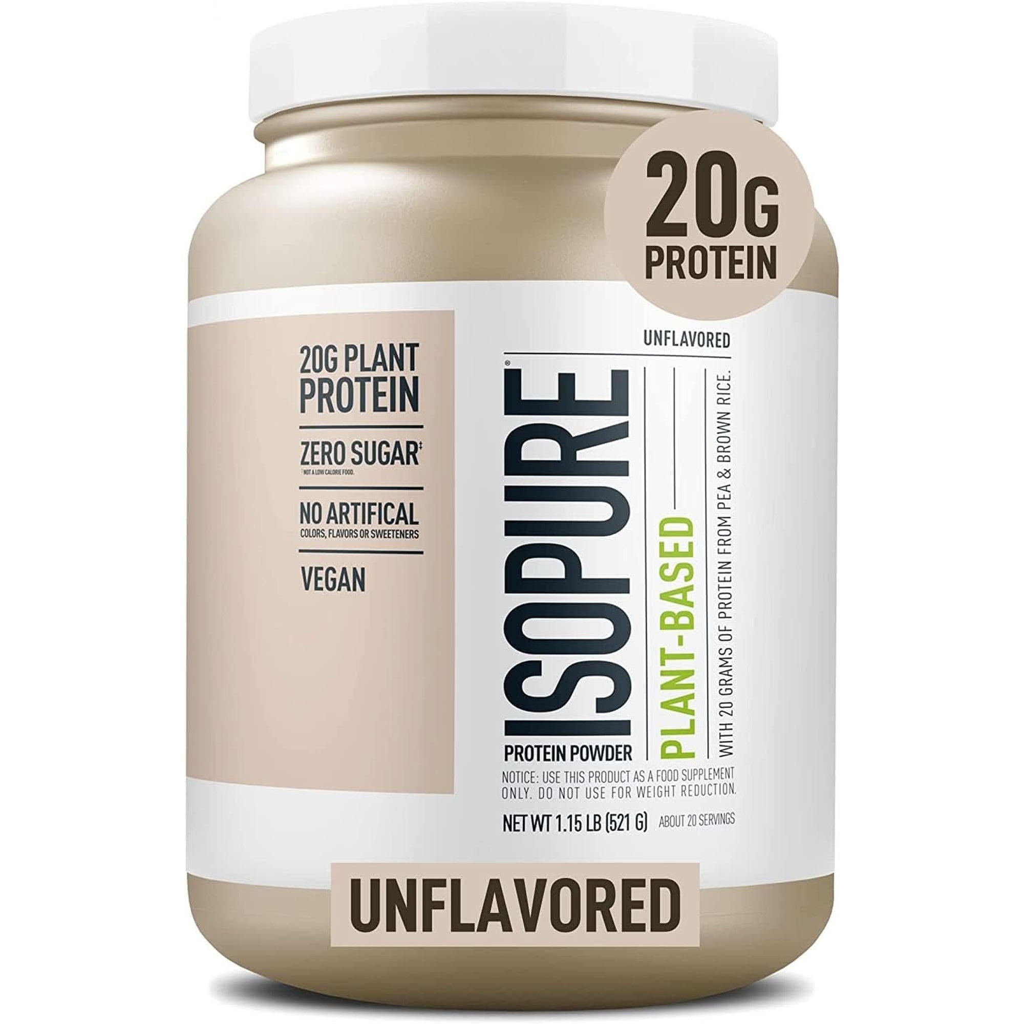 Isopure Chocolate Vegan Protein Powder, with Monk Fruit Sweetener & Amino Acids, Post Workout Recovery, Sugar Free, Plant Based, Organic Pea Protein, Dairy Free, 20 Servings (Packaging May Vary)