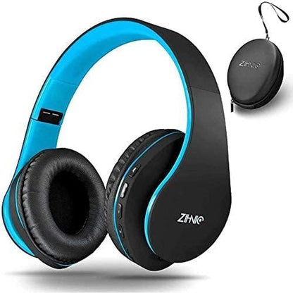 ZIHNIC Bluetooth Headphones Over-Ear, Foldable Wireless and Wired Stereo Headset Micro SD/TF, FM for Cell Phone,Pc,Soft Earmuffs &Light Weight for Prolonged Wearing Black