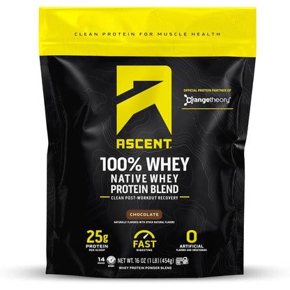 Ascent 100% Whey Protein Powder - Post Workout Whey Protein Isolate, Zero Artificial Flavors & Sweeteners, Soy & Gluten Free, 5.5G BCAA, 2.6G Leucine, Essential Amino Acids, Vanilla Bean 2 Lb