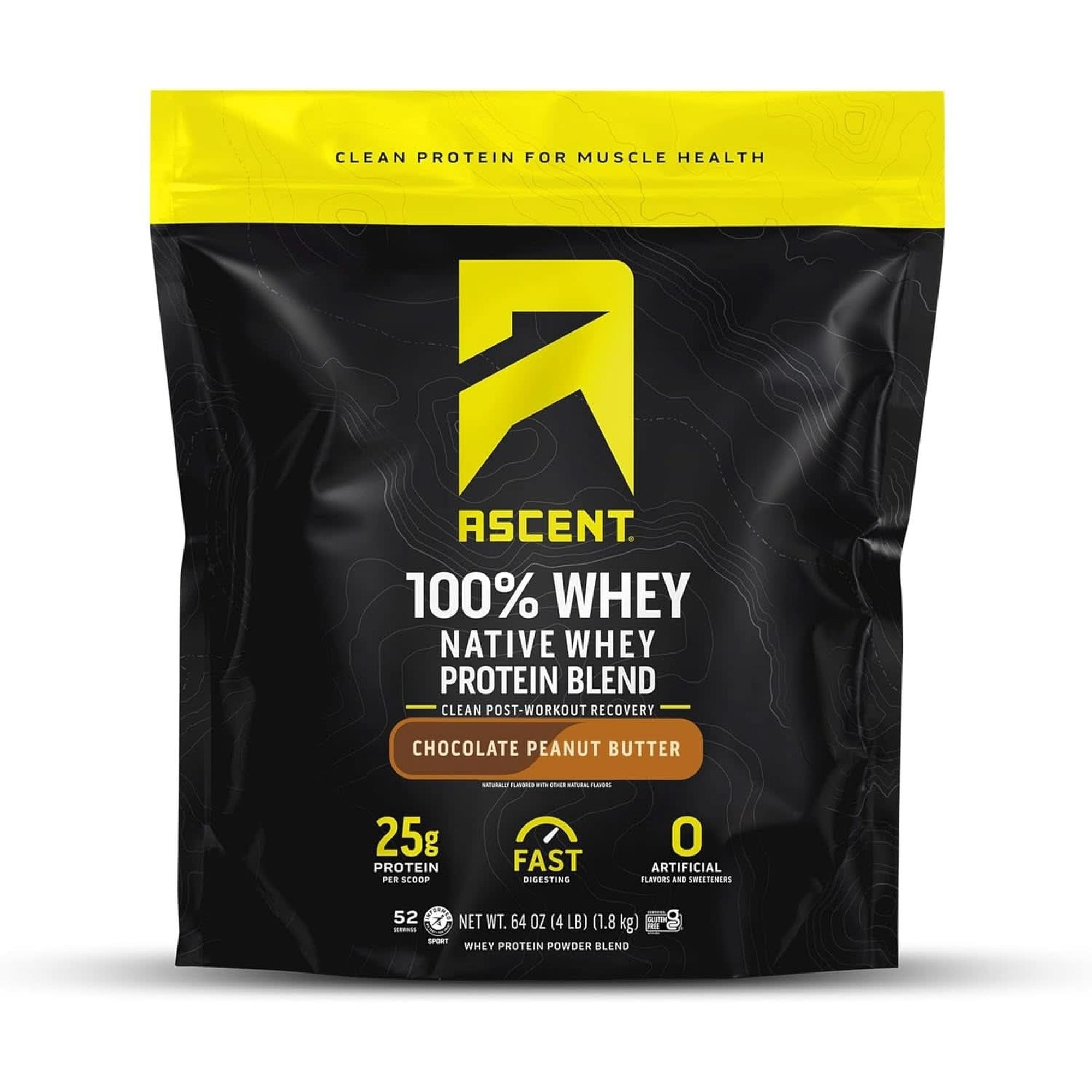 Ascent 100% Whey Protein Powder - Post Workout Whey Protein Isolate, Zero Artificial Flavors & Sweeteners, Soy & Gluten Free, 5.5G BCAA, 2.6G Leucine, Essential Amino Acids, Vanilla Bean 2 Lb