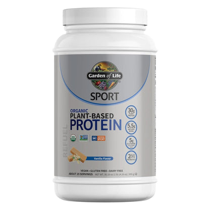 Organic Vegan Protein Powder, Vanilla Protein Powder with Probiotics, Bcaas, 30G Plant Protein, NSF Certified, Gluten Free & Sport, Non GMO, Garden of Life Sport Protein Powder - 19 Servings