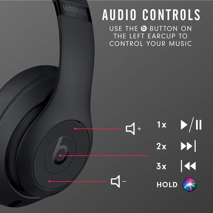 Beats Studio3 Wireless Noise Cancelling Over-Ear Headphones - Apple W1 Headphone Chip, Class 1 Bluetooth, 22 Hours of Listening Time, Built-In Microphone - Matte Black