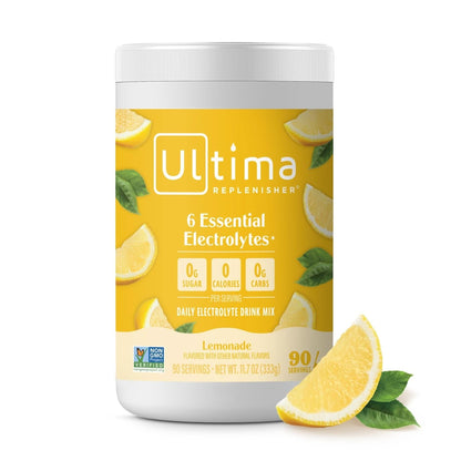 Ultima Replenisher Mocktini Electrolyte Drink Mix – Peach Bellini, 90 Servings – Hydration Powder with 6 Key Electrolytes & Trace Minerals – Keto Friendly, Non- GMO & Sugar-Free Electrolyte Powder