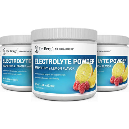 Dr. Berg Zero Sugar Hydration Keto Electrolyte Powder - Enhanced W/ 1000 Mg of Potassium & Real Pink Himalayan Salt (NOT Table Salt) - Raspberry & Lemon Flavor Hydration Drink Supplement, 100 Servings