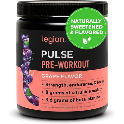 LEGION Pulse Pre Workout Supplement - All Natural Nitric Oxide Preworkout Drink to Boost Energy, Creatine Free, Naturally Sweetened, Beta Alanine, Citrulline, Alpha GPC (Fruit Punch)