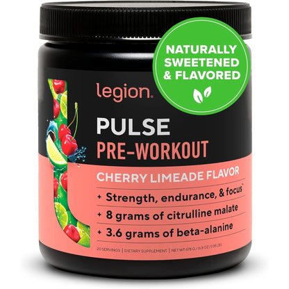 LEGION Pulse Pre Workout Supplement - All Natural Nitric Oxide Preworkout Drink to Boost Energy, Creatine Free, Naturally Sweetened, Beta Alanine, Citrulline, Alpha GPC (Fruit Punch)