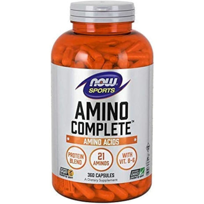 NOW Foods Sports Nutrition, Amino Complete™, Protein Blend with 21 Aminos and B-6, 120 Veg Capsules