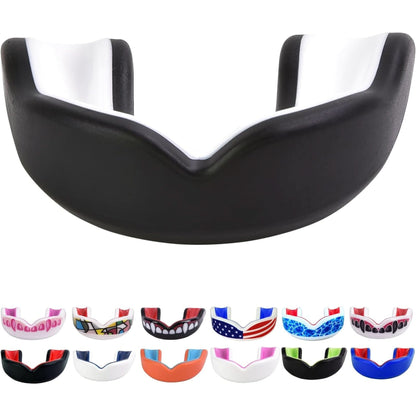 Sports Youth Mouth Guard for Kids USA Flag & Fangs & 20 Best Colors to Choose From - Youth Mouthguard Football, MMA, Karate, Flag Football, Rugby, Boxing, BJJ /W Case Youth, Strapless