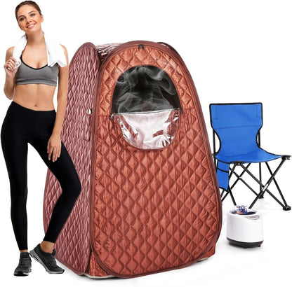 Upgraded Version Portable Sauna for Home Full Body Personal Sauna Steam Sauna Tent at Home Spa with 2.6L 1000W Steam Generator, 90 Minute Timer, Foldable Chair, Remote Control Included(Black)