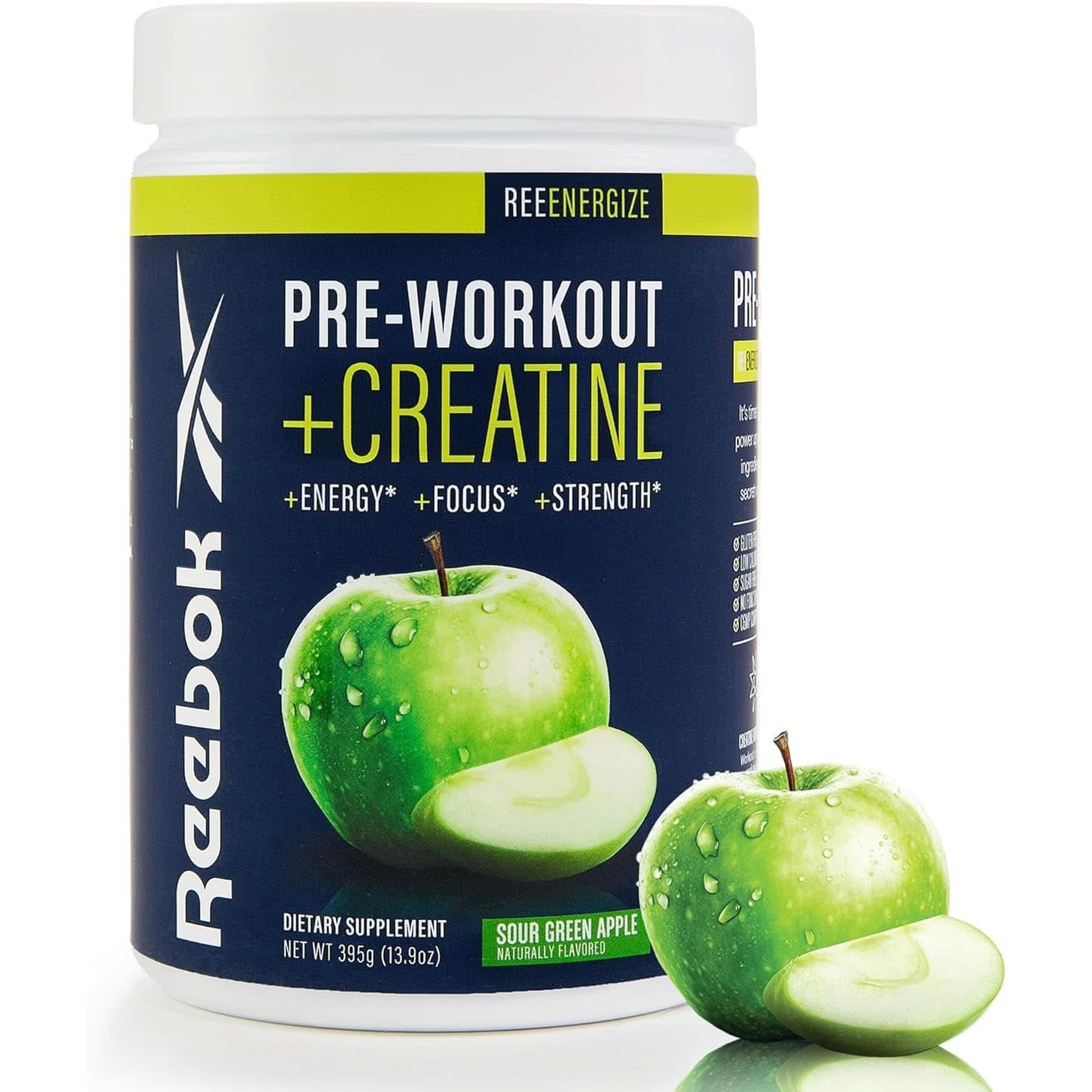 Reebok Reeenergize Pre-Workout + Creatine | 200MG Caffeine, 3G Creatine, 4G Citrulline | Energy, Focus, Strength | Nitric Oxide Booster | 25 Servings | Watermelon Crush