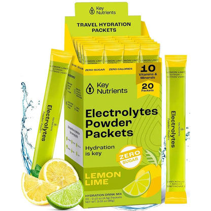 KEY NUTRIENTS Multivitamin Electrolytes Powder No Sugar - Sweet Blue Raspberry Electrolyte Powder - Endurance & Energy Supplement - Hydration Powder - No Calories - 90 Servings - Made in USA