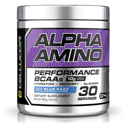 Cellucor Alpha Amino EAA & BCAA Powder | Branched Chain Essential Amino Acids + Electrolytes | ICY Blue Razz | 30 Servings