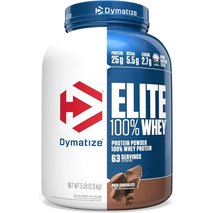 Dymatize Elite 100% Whey Protein Powder, 25G Protein, 5.5G Bcaas & 2.7G L-Leucine, Quick Absorbing & Fast Digesting for Optimal Muscle Recovery, Gourmet Vanilla, 5 Pound, 67 Servings