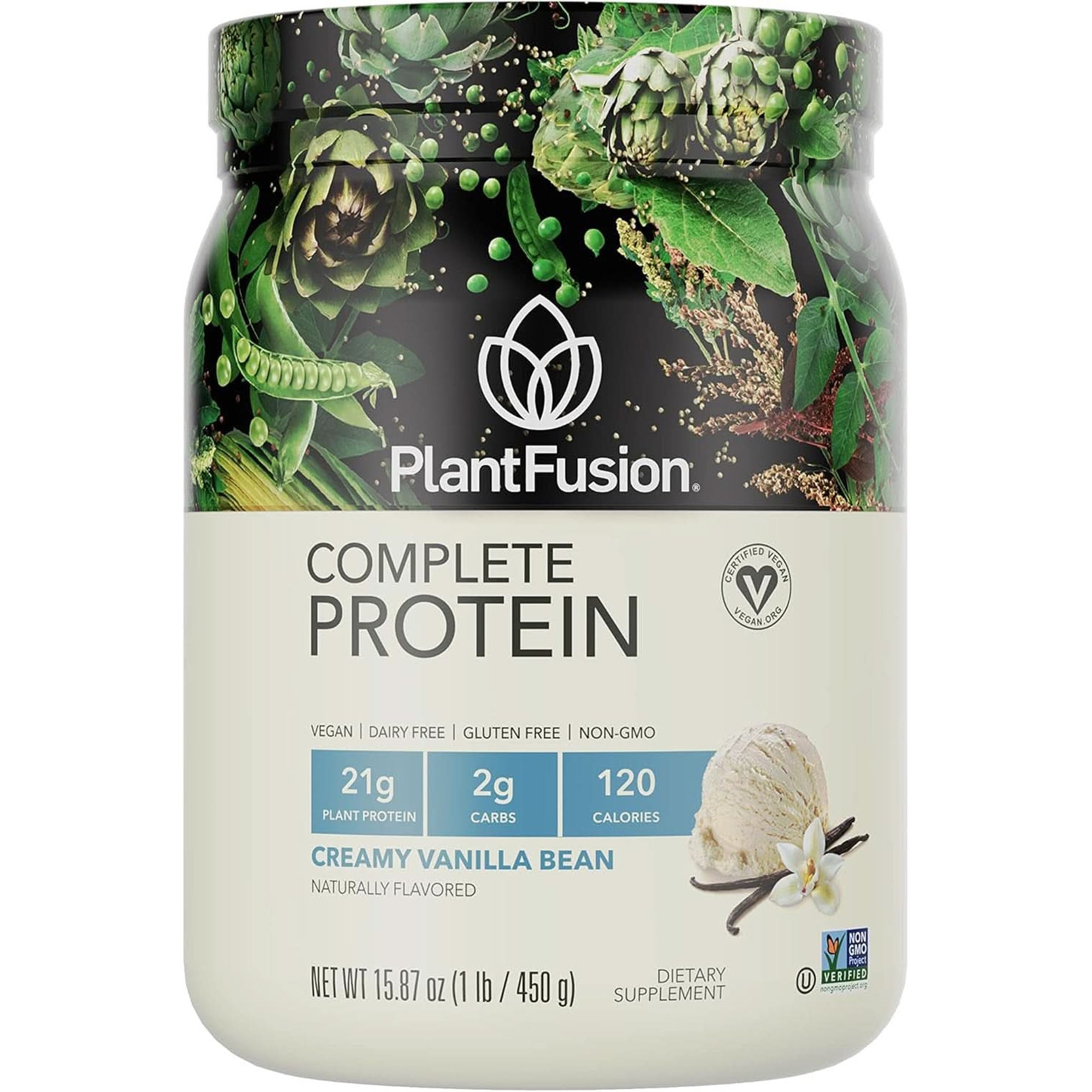 Plantfusion Complete Vegan Protein Powder - Plant Based Protein Powder with Bcaas, Digestive Enzymes and Pea Protein - Keto, Gluten Free, Soy Free, Non-Dairy, No Sugar, Non-Gmo - Vanilla Bean 2 Lb