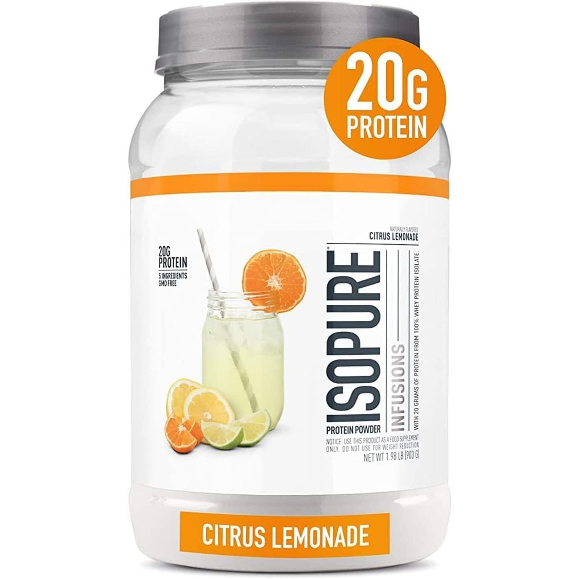 Isopure Protein Powder, Clear Whey Isolate Protein, Post Workout Recovery Drink Mix, Gluten Free with Zero Added Sugar, Infusions- Citrus Lemonade, 16 Servings, 0.88 Pounds