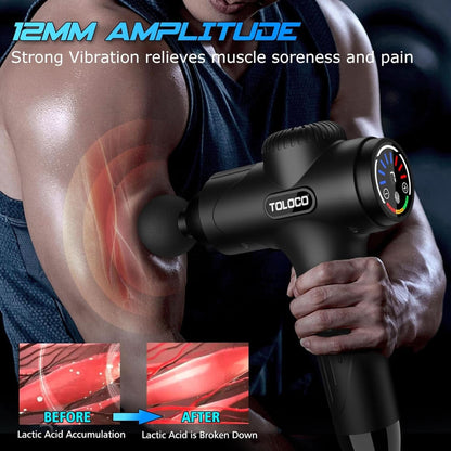 TOLOCO Massage Gun, Massage Gun Deep Tissue, Percussion Massage Gun with 10 Replacement Heads, Super Quiet Portable Electric Massager for Athletes, Relax, Black