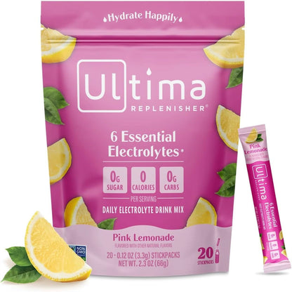 Ultima Replenisher Daily Electrolyte Drink Mix – Tropical Variety, 20 Stickpacks – Hydration Packets with 6 Electrolytes & Minerals – Keto Friendly, Non-Gmo & Sugar-Free Electrolyte Powder