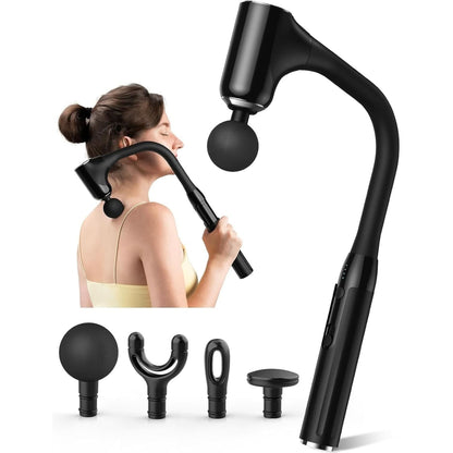 Massage Gun Deep Tissue - Back Massager for Pain Relief Deep Tissue with Extended Handle, 12MM Percussion Less-Shock Neck/Foot/Leg/Shoulder Massager, Infinitely Adjustable Speed & 4 Replaceable Heads