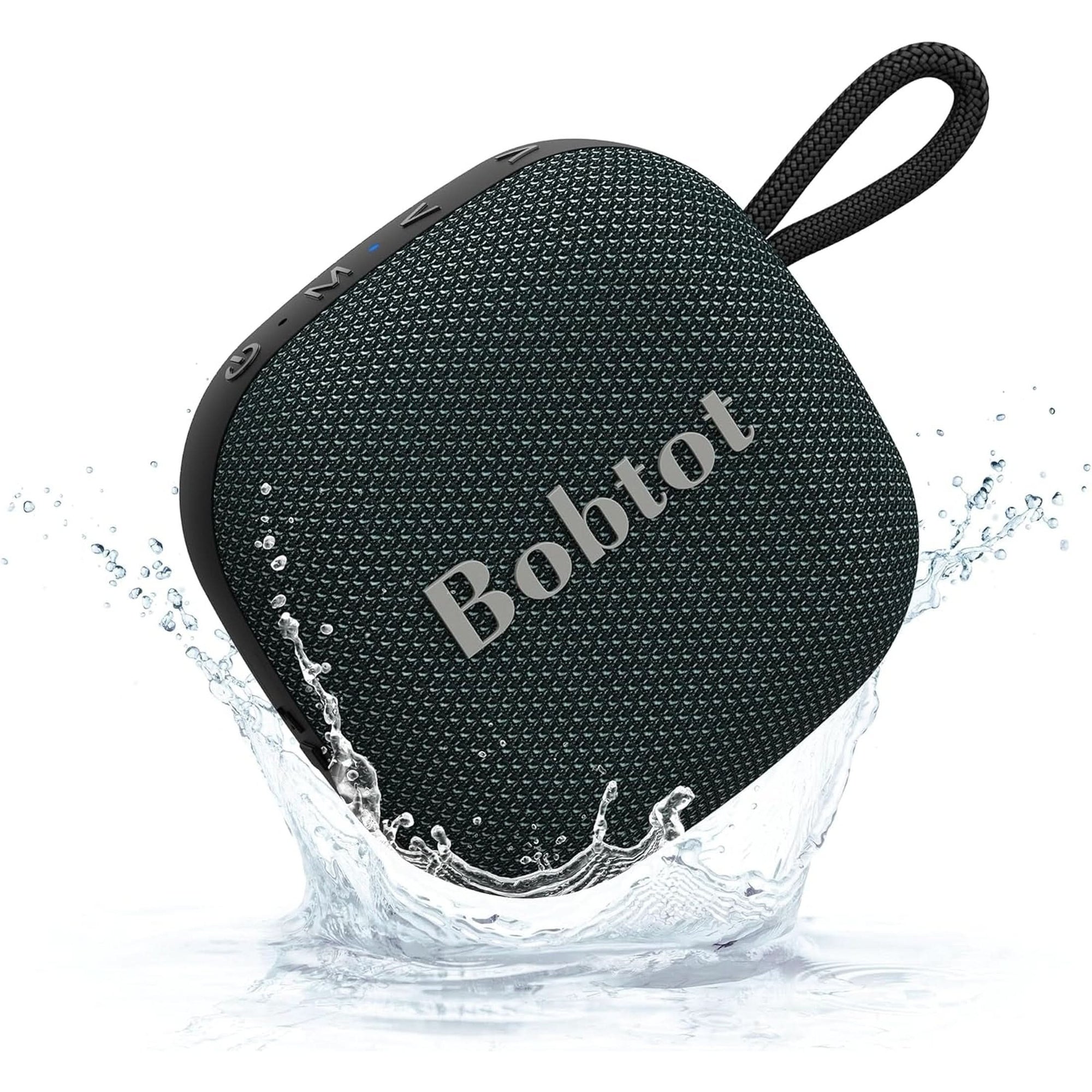 Bobtot Portable Bluetooth Speakers Wireless Speaker - Waterproof Mini Shower Speaker with 16 Hours Playtime, Loud Stereo Sound, Rich Bass, TWS, Built-In Mic for Home Travel Sport, Black