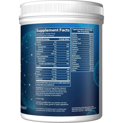 MRM Nutrition Egg White Protein | Vanilla Flavored | 23G Fat-Free Protein | with Digestive Enzymes | Highest Biological Value | Clinically Tested | 10 Servings