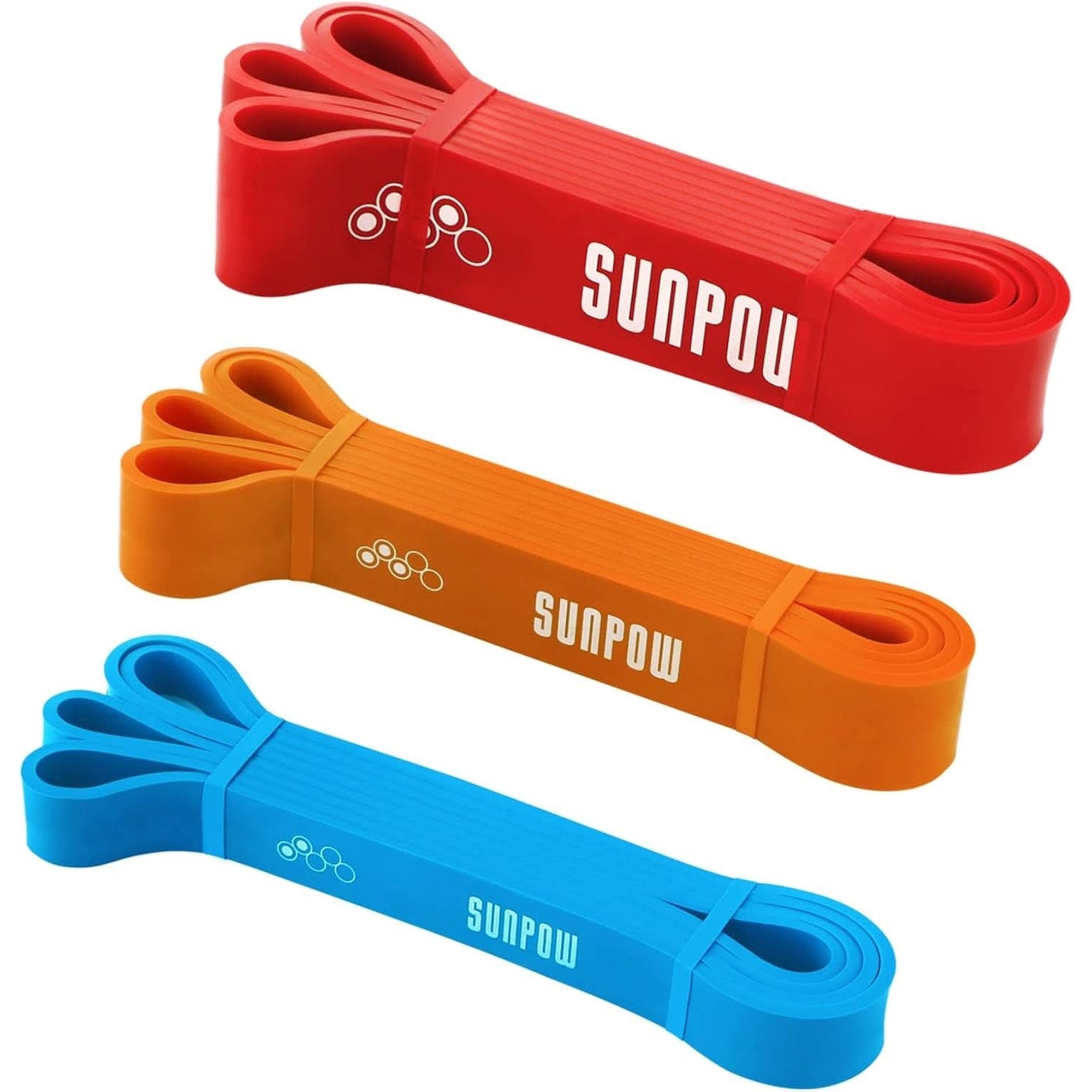 SUNPOW Pull up Assistance Bands - Set of 5 Resistance Heavy Duty Workout Exercise Stretch Fitness Bands Assist Set for Body, Instruction Guide and Carry Bag Included