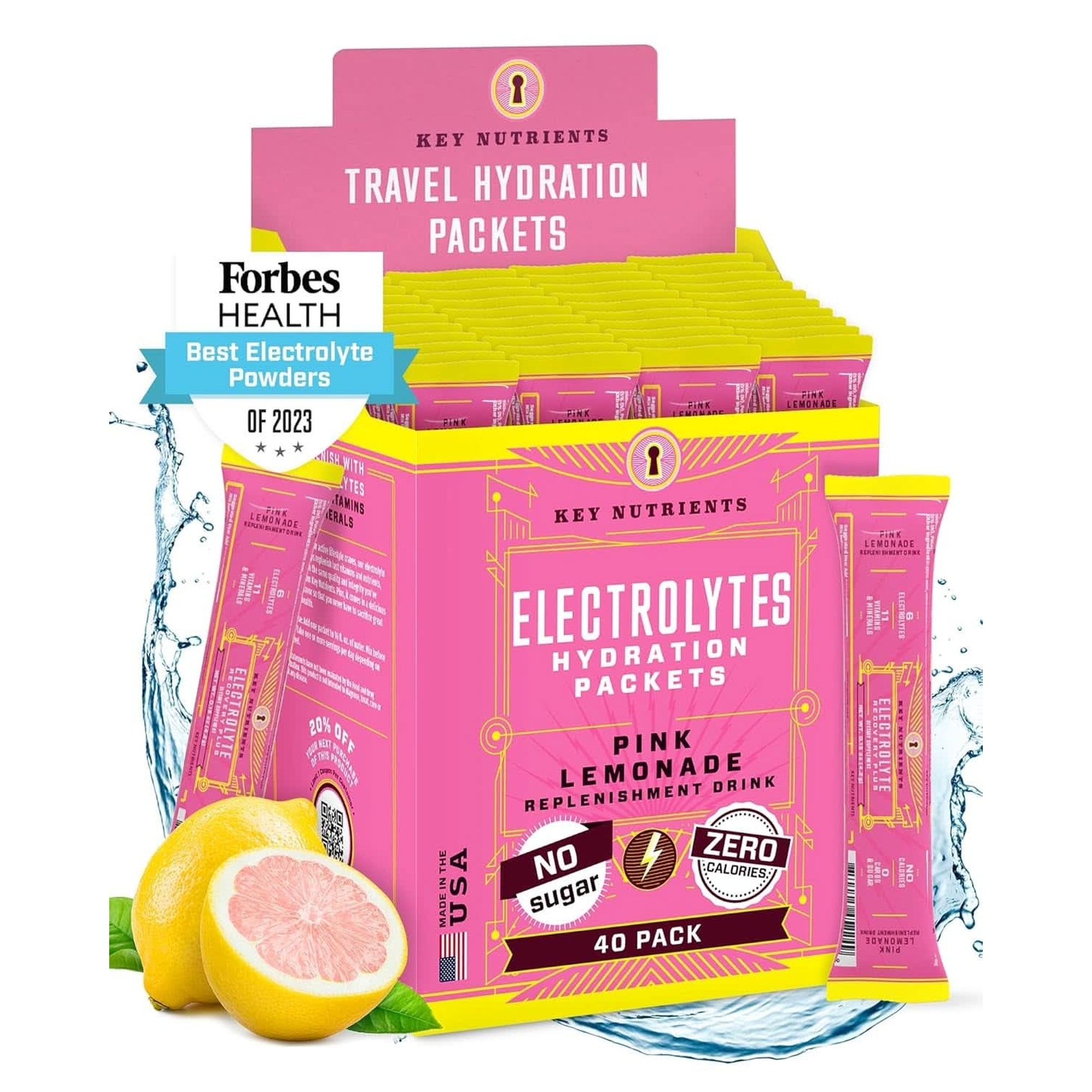 KEY NUTRIENTS Multivitamin Electrolytes Powder No Sugar - Sweet Blue Raspberry Electrolyte Powder - Endurance & Energy Supplement - Hydration Powder - No Calories - 90 Servings - Made in USA