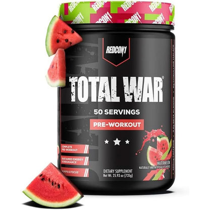 REDCON1 Total War Preworkout - Contains 320Mg of Caffeine from Green Tea, Juniper & Beta Alanine - Pre Work Out with Amino Acids to Increase Pump, Energy + Endurance (Rainbow Candy, 30 Servings)