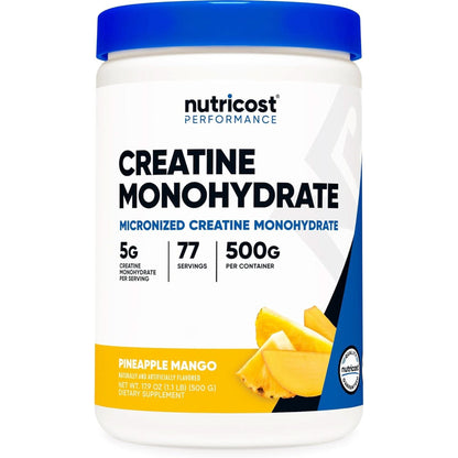 Nutricost Creatine Monohydrate Micronized Powder 500G, 5000Mg per Serv (5G) - Micronized Creatine Monohydrate, 100 Servings, 17.9 Oz