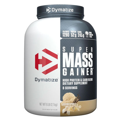 Dymatize Super Mass Gainer Protein Powder, 1280 Calories & 52G Protein, Gain Strength & Size Quickly, 10.7G Bcaas, Mixes Easily, Tastes Delicious, Gourmet Vanilla, Gourmet Vanilla, 6 Pound (Pack of 1)