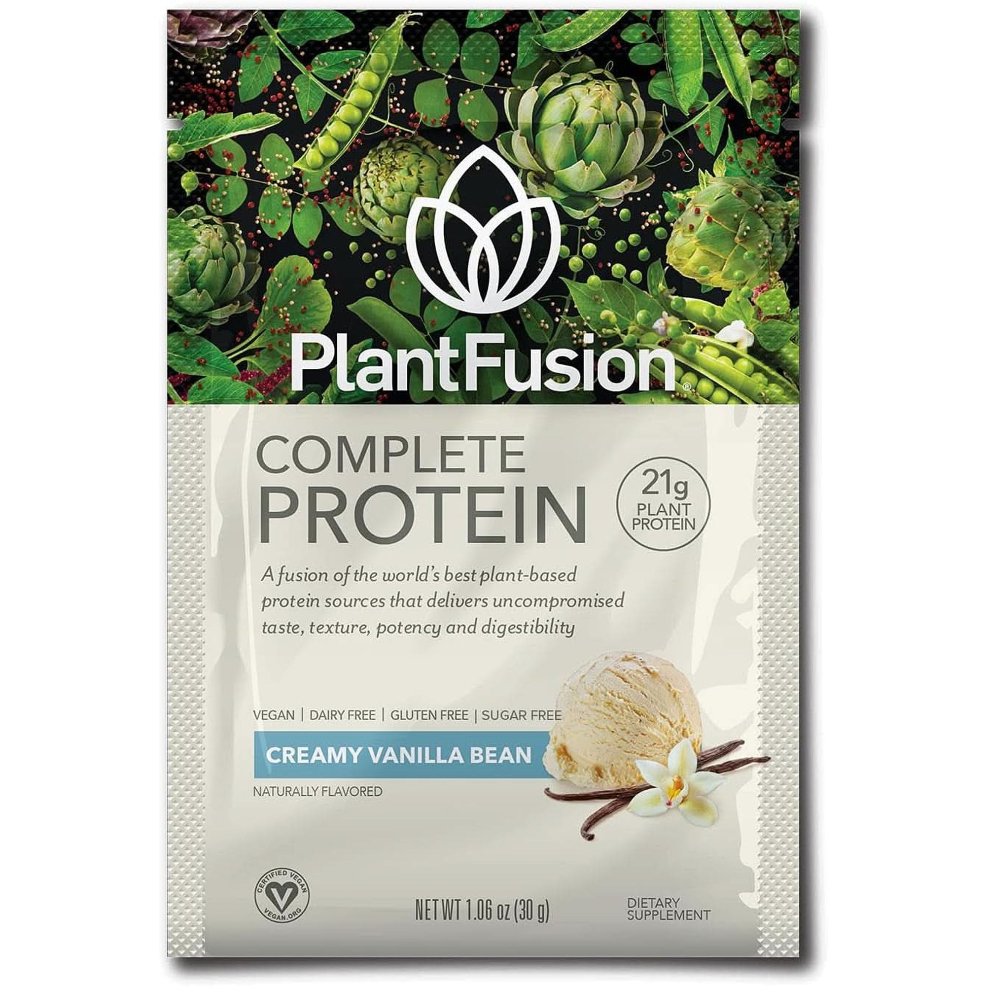 Plantfusion Complete Vegan Protein Powder - Plant Based Protein Powder with Bcaas, Digestive Enzymes and Pea Protein - Keto, Gluten Free, Soy Free, Non-Dairy, No Sugar, Non-Gmo - Vanilla Bean 2 Lb