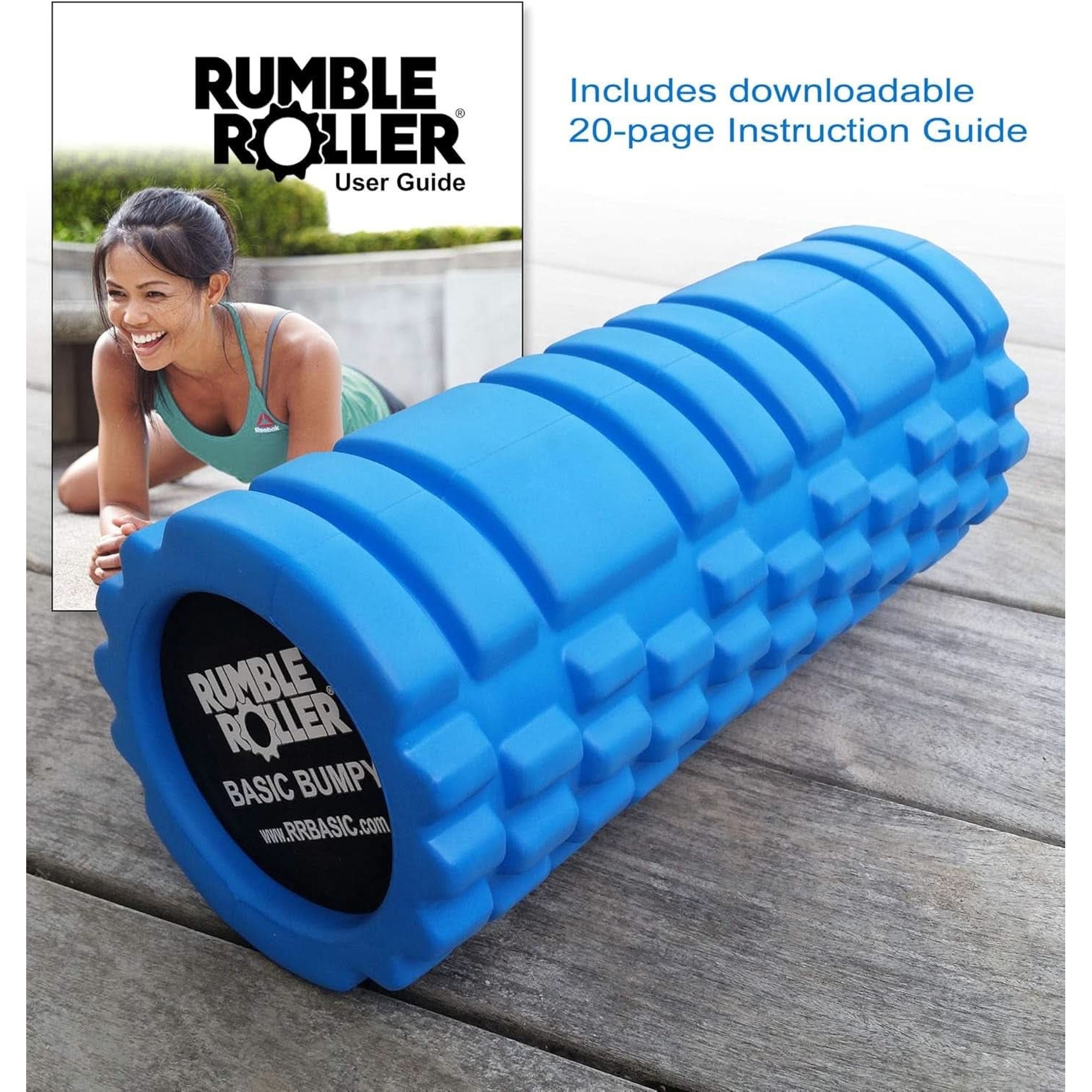 Rumbleroller Basic Bumpy Foam Roller, Solid Core EVA Foam Roller with Grid/Bump Texture for Deep Tissue Massage and Self-Myofascial Release