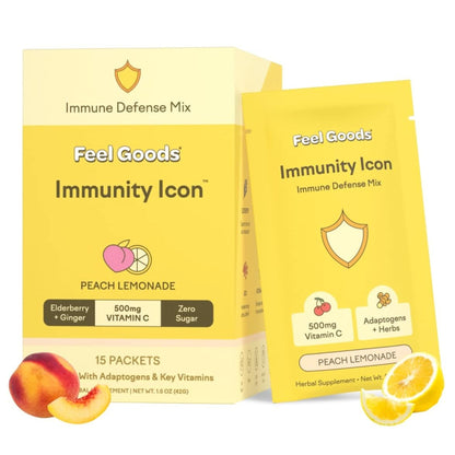 Feel Goods Immunity Icon, Zero Sugar, Vitamin C, A, B, D, E & Zinc, Organic Elderberry, Ashwagandha, Drink Mix Powder, Vegan, Non GMO, Caffeine & Gluten Free | Wild Berry, 30 Servings