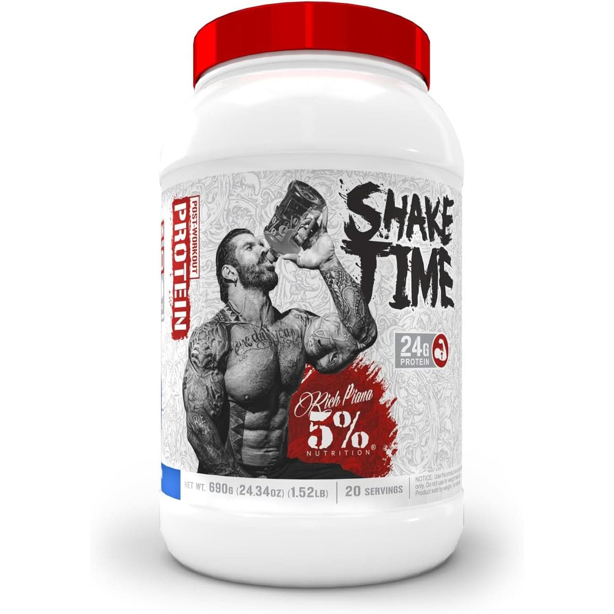 5% Nutrition Rich Piana Shake Time | 26G Animal Based Protein Drink | Grass-Fed Beef, Chicken, Whole Egg | No Sugar, Dairy, or Soy | (Peanut Butter)